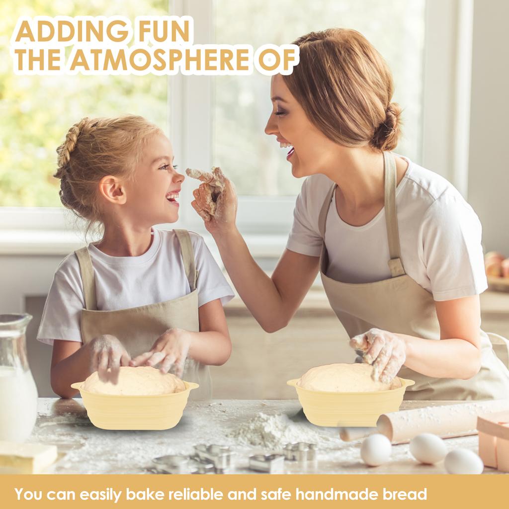 3 Stück Banneton Brot Gärkörbchen Silikon Sauerteig Brotschüssel Oval Sauerteig Brotkorb für Zuhause Küche Backzubehör