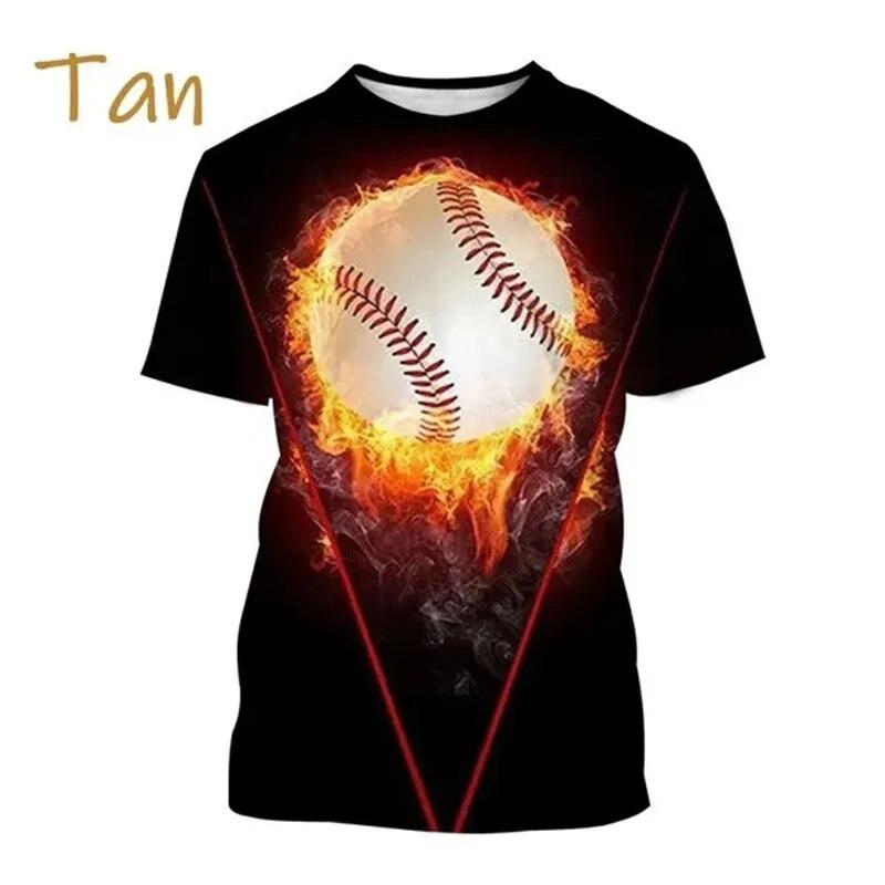 Hot Sale Baseball Pattern Printing Personality 3D T-shirt Sports Softball Unisex Harajuku Quick-drying Short-sleeved T Shirt Top