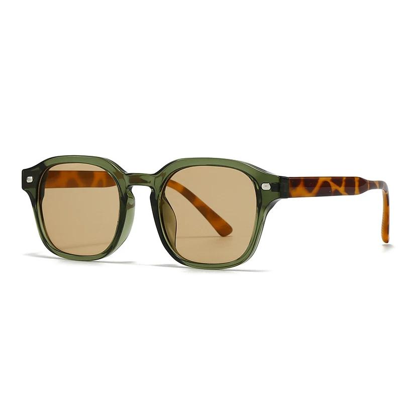 Ins Popular Fashion Square Sunglasses Women Shades UV400 Retro Rivets Men Trending Yellow Green Sun Glasses Shades UV400