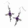 Victorian Gothic Rose Cross Earrings - Silver Gothic Jewelry
