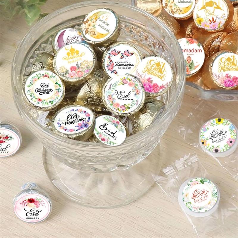 Set of 90Pcs Eid Mubarak Sticker 40mm Decorative Wrapping Sticker for Journal Planner Packaging Party Decoration