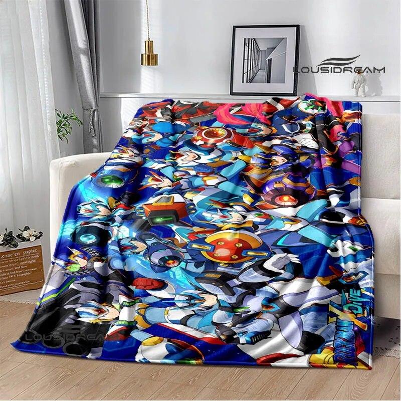 Rockman Game Cartoon Printed Blankets Warm Blanket Soft and Comfortable Home Travel Bed Blanket Picnic Blanket Birthday Gift