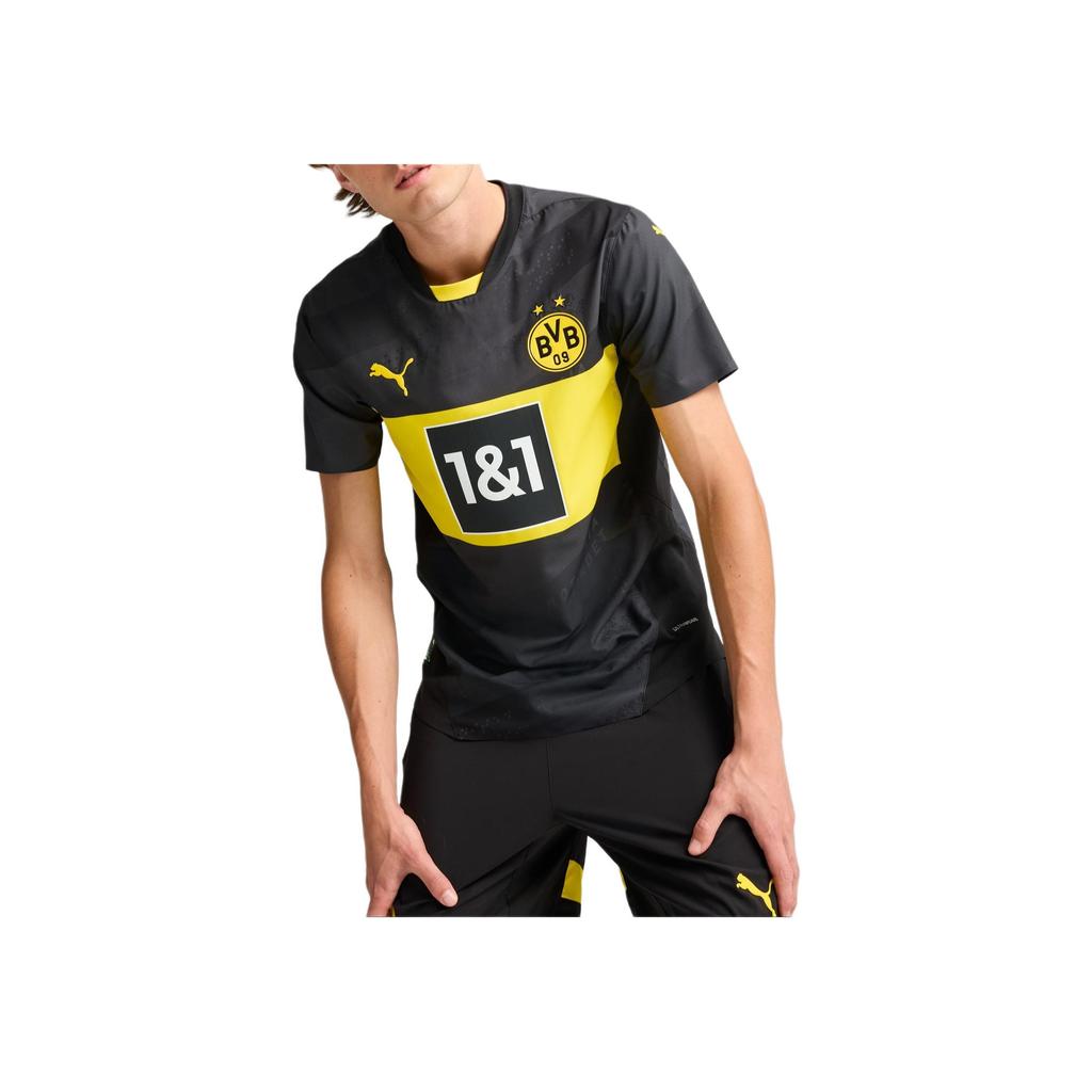Puma Borussia Dortmund Away FW24 Authentic Casual Retro Short Sleeve Football Shirt Men Shirts Yellow Black 77804202