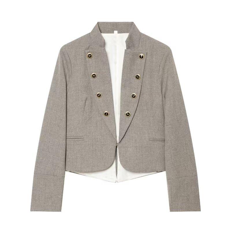 European and American style, new women's clothing, fashionable, slim-fitting blazer with flip buckle 2736494