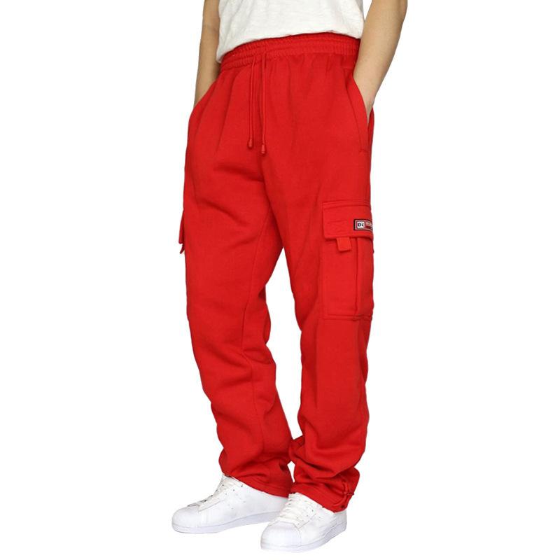 Summer New Fashion Sports Casual Pants Men's Tied Feet Multi-pocket Tether Loose Tooling Long Pants