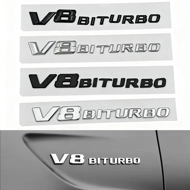 Lettere 3D ABS cromate nere V8 BITURBO Emblema Logo paraurti auto adesivi laterali per C63 E63 S63 GLC63 GLE63 G63 Accessori