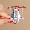 Rhinestone Love Kitten Brooches for Women Unisex Enamel Animal Pin Cat Lapel Pins Office Party Friend Gifts Jewelry Accessories