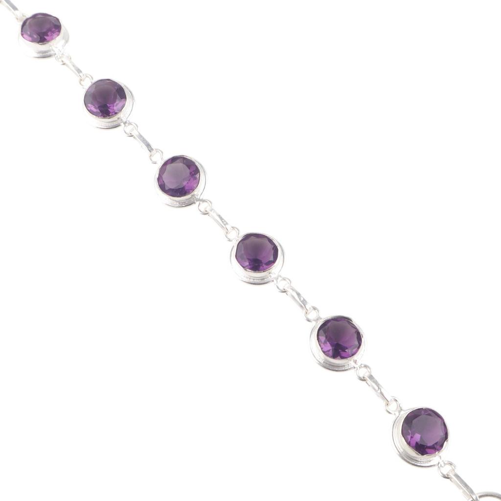 Amethyst Gemstone 925 Sterling Silver Jewelry Handmade Bracelet 7-9" For Women RB-13-9