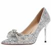 Silver high heels women's 2025 new design sense niche rhinestone thin heel pointed sequin crystal bridal wedding shoes