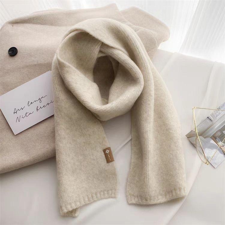 Knitted Scarf Student Scarf Ins Wind Versatile Solid Color Couple Korean Atmosphere Warm Neck Protection Scarf