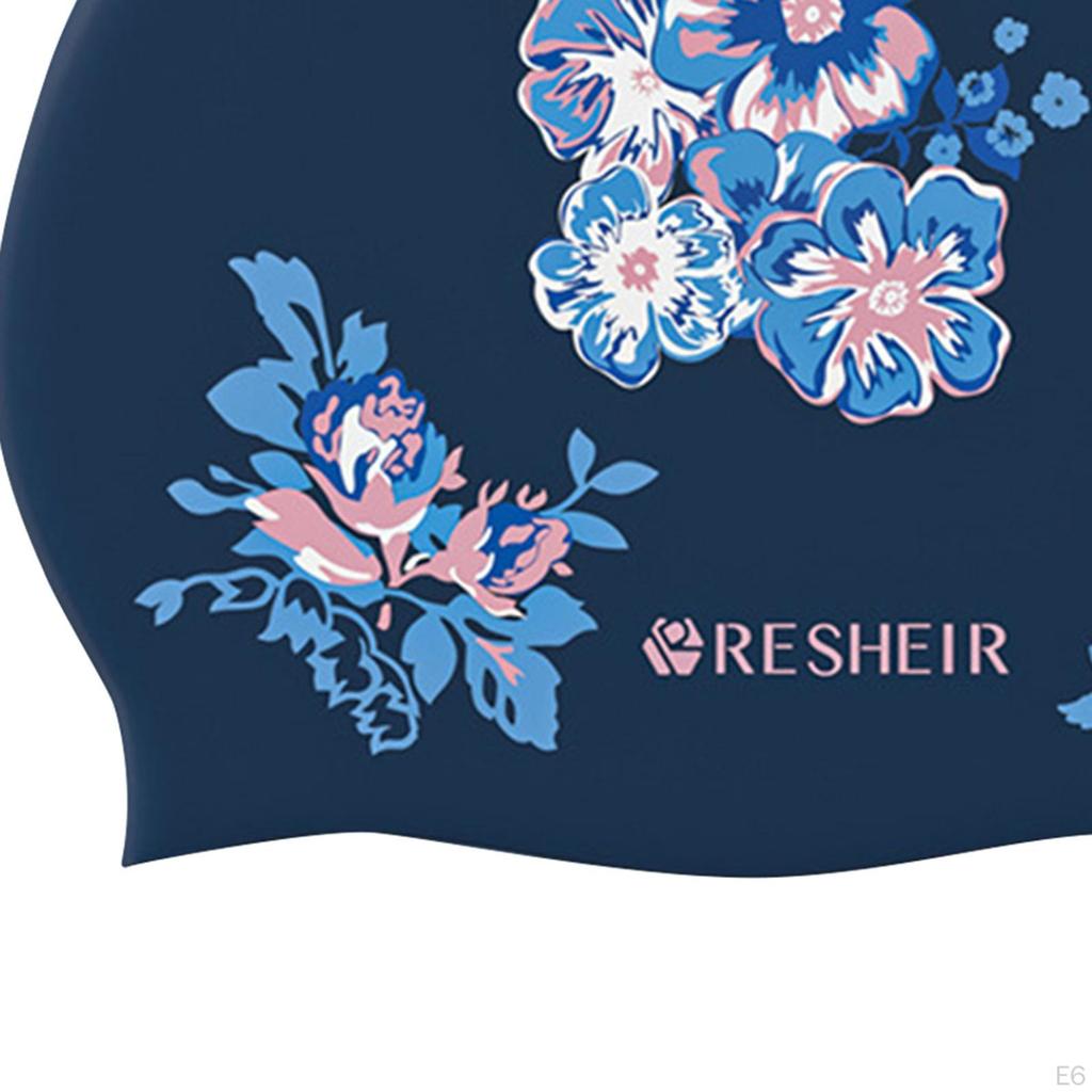 Șapcă de înot din silicon Baie Ușor de purtat și de îndepărtat Căciulă de înot pentru adulți cu imprimeu floral pentru