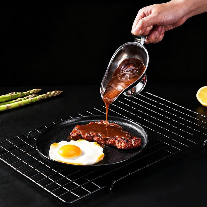 Stainless Steel Spice Gravy Container Heat Resistant Non-Toxic 1Pcs Sauce Boat Ketchup Seasoning Cup for Daily Dining
