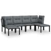 VidaXL Salon de Jardin 6 pcs, Ensemble de Meubles de Terrasse, Mobilier d'Extérieur, Chaise de Patio, Moderne, Noir et Gris 3187762