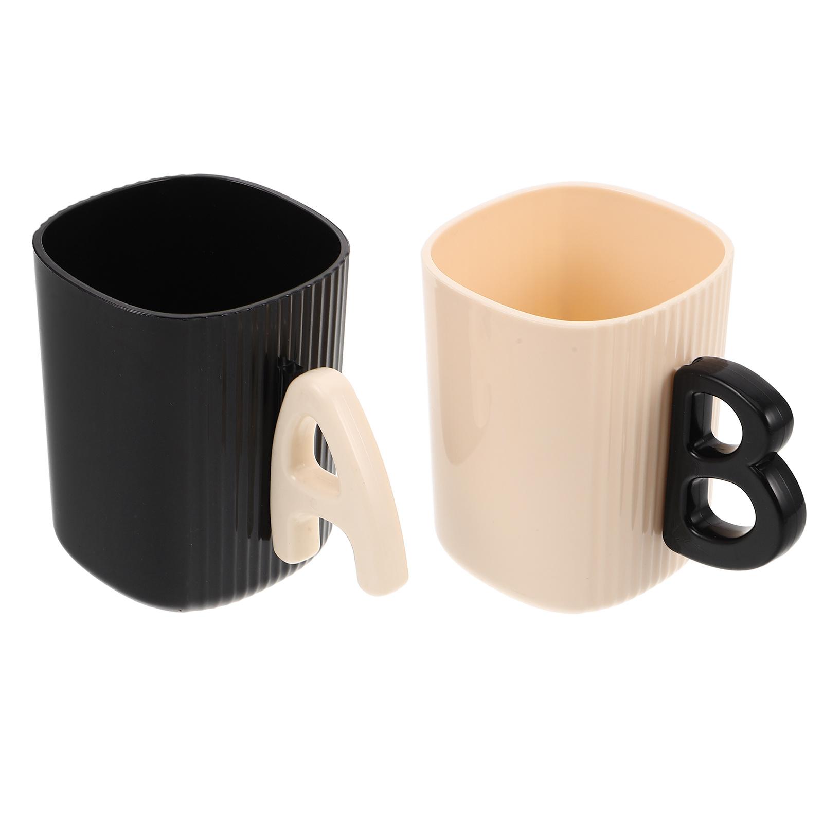 2Pcs Couple Toothbrush Cups Stylish Plastic Bathroom Tumblers Portable Mouthwash Cups for Home Travel Dorm Use other