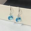 S925 Sterling Silver 8MM Blue Zircon Dangle Earrings for Women - Simple Fashion Trend