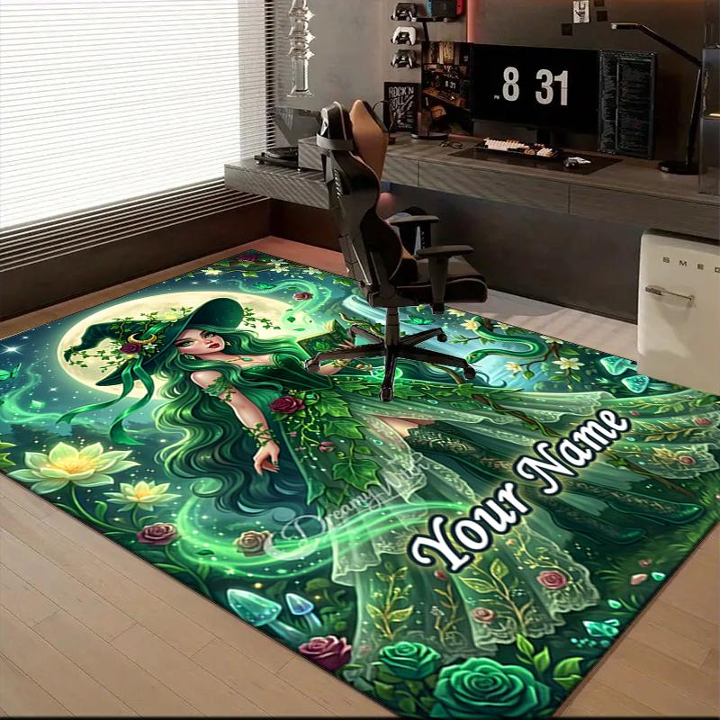 1PC Custom Name Forest Fantasy" Theme Floor Mat Ideal for Living Room, Game Rooms, Office, Bedroom, Office Floor Mat , Floor Mats for Home