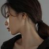 Creative Gold Double Layer Stainless Steel Chain Hoop Earring for Women Charm Long Tassel Drop Dangle Earring Jewelry Gift