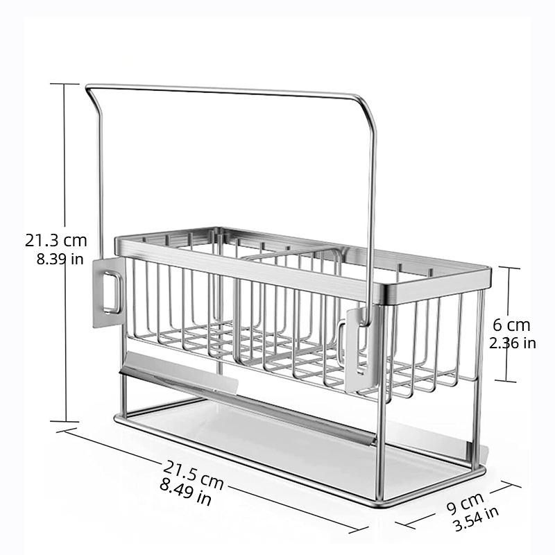 

Сливная полка для раковины из нержавеющей стали, многофункциональный держатель для кухонной губки, органайзер для полотенец для посуды ADM Silver