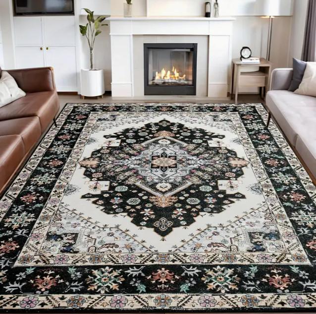 Bedroom Modern Printed Carpet Bohemian Style Anti Slip Flower Vintage Printed Carpet Restaurant Playroom Home Decoration Carpet