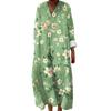 Women's Casual And Fashionable V-Veck Flower Print Long Sleeved Dress Long Sleeved Dress