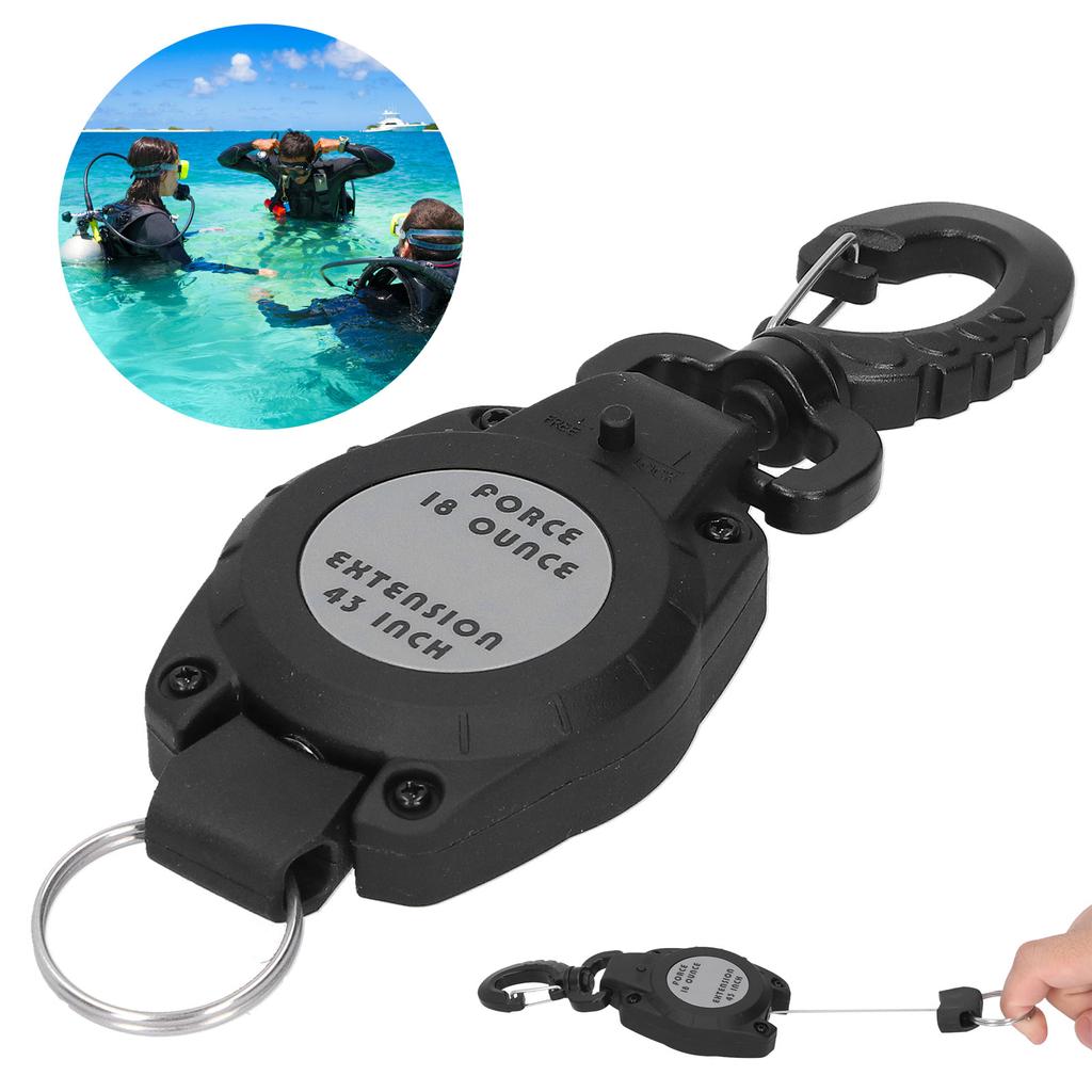 Black Retractable Keychain Telescopic Carabiner Holder AntiLost Diving Hook Key Ring