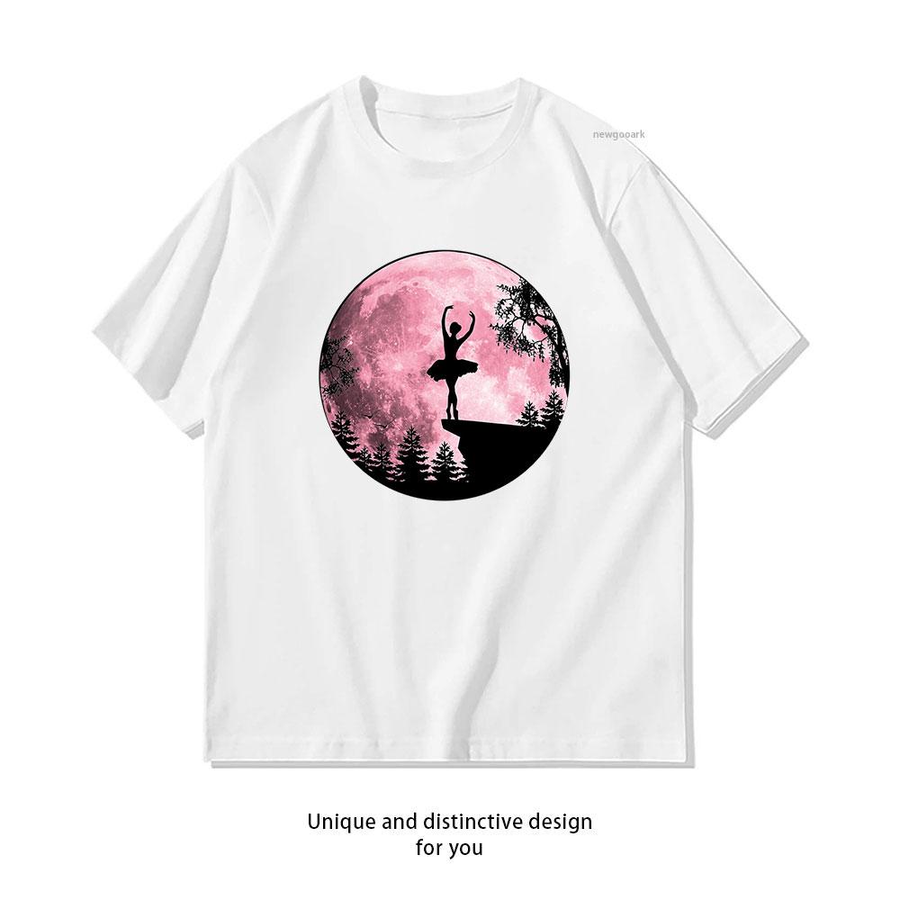 

Ballerina in the pink fullmoon moonlight dancing ballet TShirt Women Unisex Casual cotton graphic t shirts Creative Shortsleev 3XL