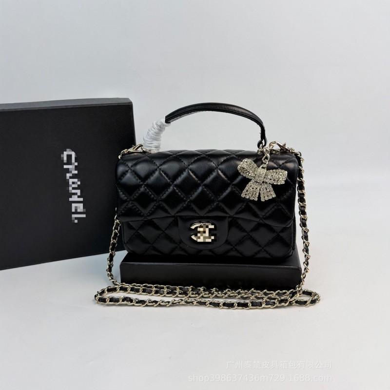 Xiaoxiangfeng Sheepskin Grid Chain Bag Women's Single Shoulder Crossbody Leather Small Square Fashionable Versatile High-end