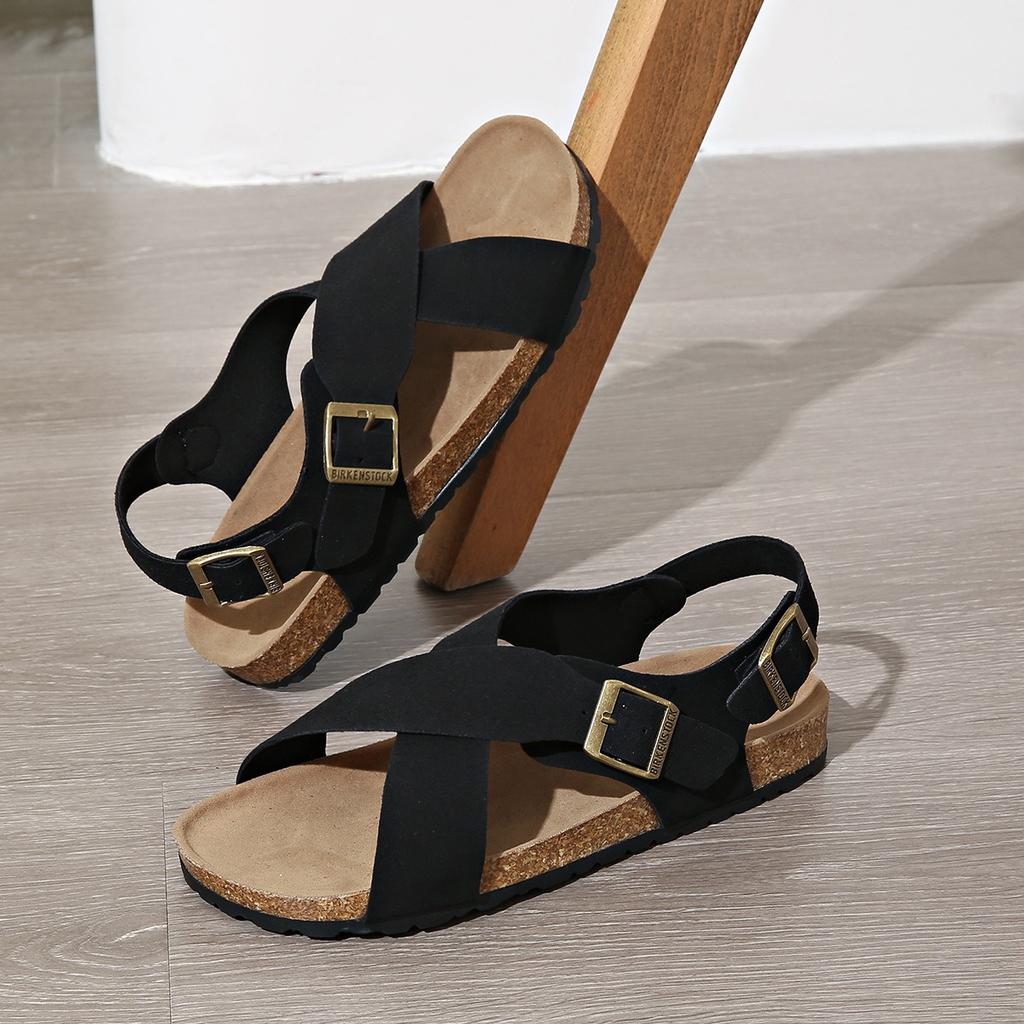 Summer New Buckle Fish Mouth Large Size Thick Bottom Large Size, Beach Cross Sandals for Women