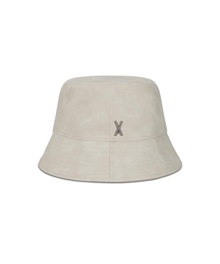 Bajal Va Studded Vegan Leather Bucket Hat Ivory