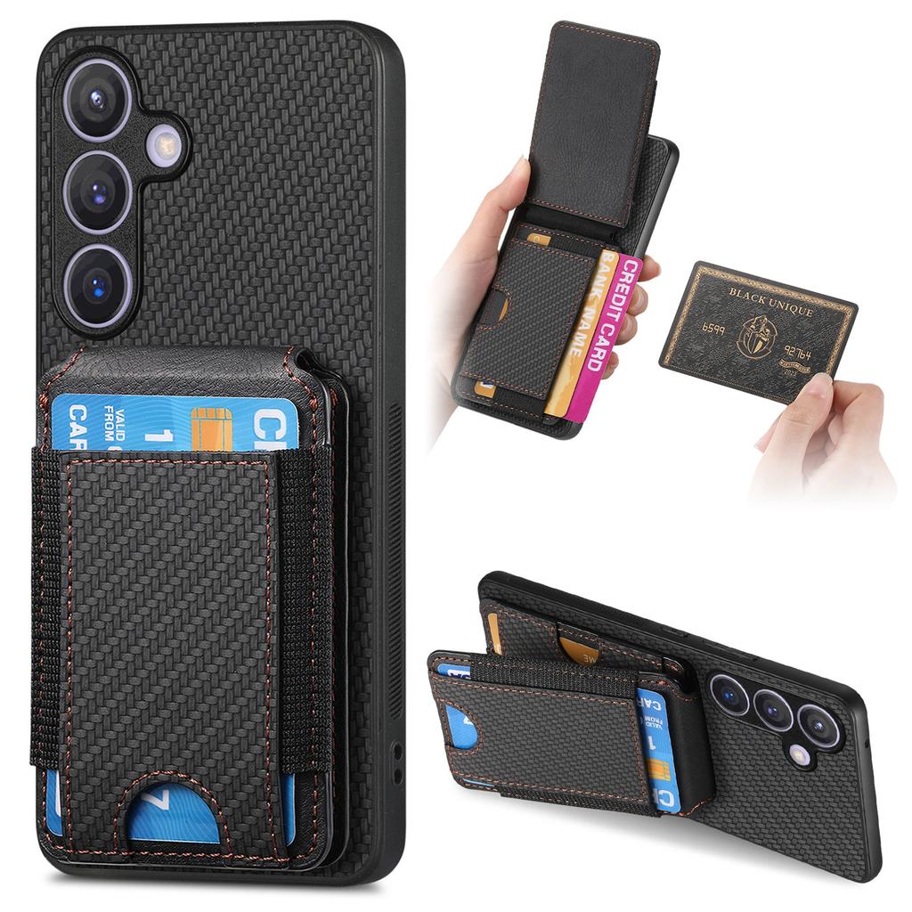 Pouzdro pro Samsung Galaxy S25+ s držákem karet a stojánkem, kožené, zadní kryt