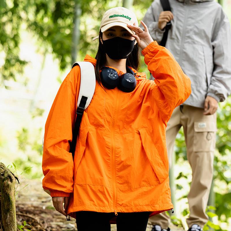 Outdoor Jacket Men's Spring and Autumn Couple Wear Warm Single Coat Thin Jacket Sports Windbreaker Belt Reflective Strip
