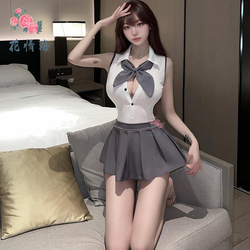 Sex underwear sexy pure desire style student dress backless temptation hot one-piece JK skirt