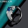URMYLADY 925 Sterling Silver AAAAA Blue Zircon 7-10 Ring For Women Fashion Charm Jewelry