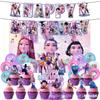 Decorações de Festa de Aniversário KPop Demon Hunters Conjunto Banner Fundo Topper de Bolo Balões