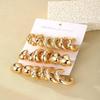 Texture Geometry Multi Shaped Women'S  Ring Earring Set Elegant  Style Unique Design Earrings