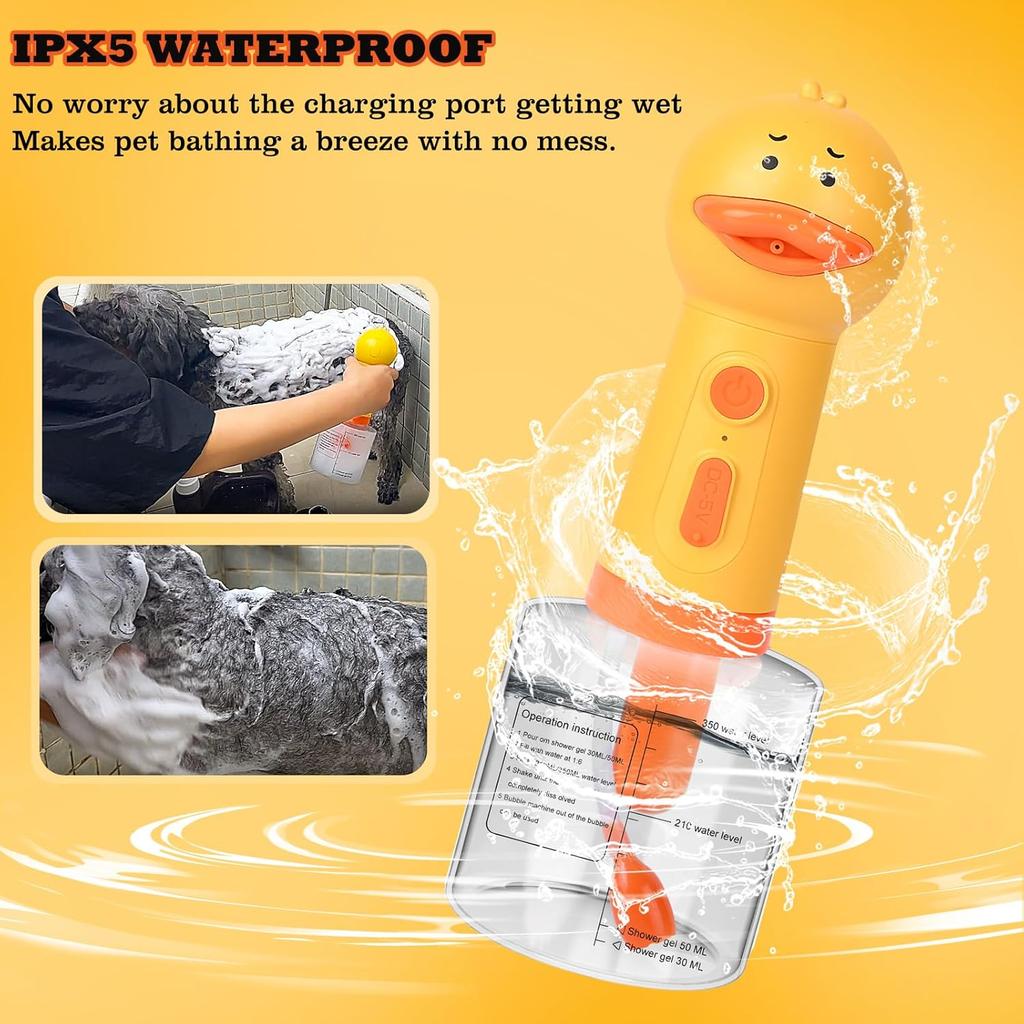 Electric Foaming Shampoo Dispenser for Dog and Cat Bathing, Rechargeable Soap Foaming Machine for Pet Bathing, Bathroom, Kitchen Sink, Toilet