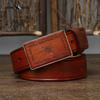 Retro Carved Pattern Trendy Handmade Smooth Buckle Belt Men's Buckle Genuine Leather Pure Cowhide Denim Belt