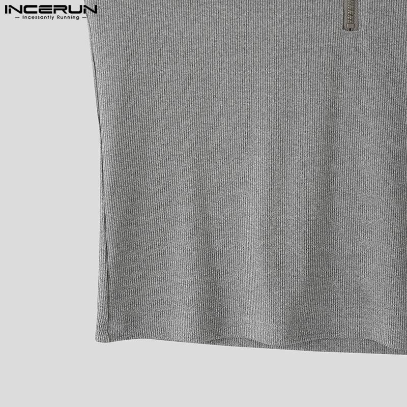 INCERUN Men Sleeveless Zip-up Rib Casual Hooded Tank Tops 