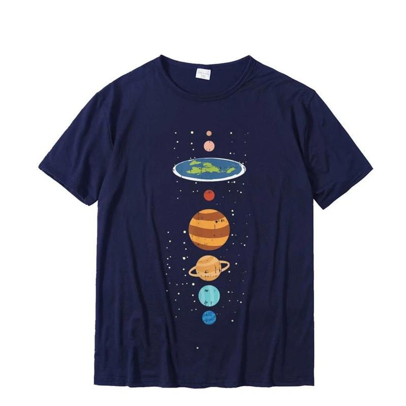 Graphic Flat Earth And Planets Funny Conspiracy Theory Earthers Fashion tshirt Gift T-Shirt Cute Men T Shirt Cotton Tops Tees