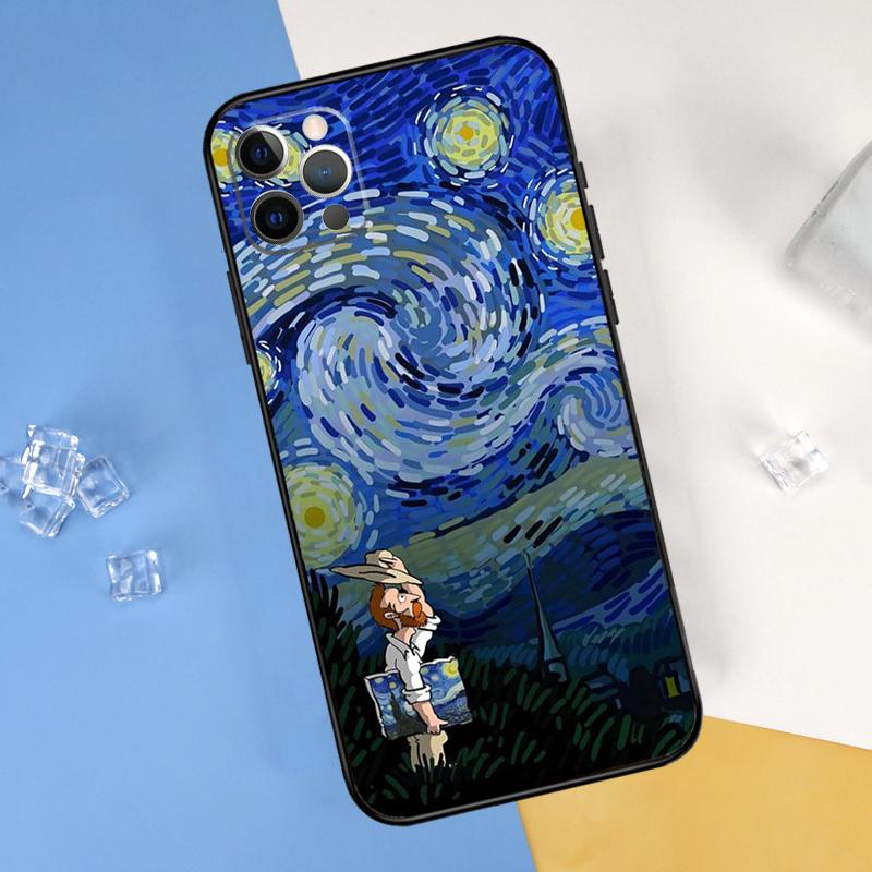Van Gogh Starry Sky Phone Case For iPhone 16 Pro Max 12 13 Mini 11 14 15 Pro Max XR 16 15 Plus 16e Cover Shell