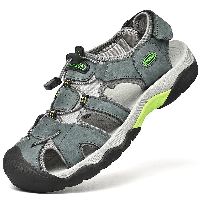 

Летняя дышащая нескользящая пляжная обувь на открытом воздухе на плоской подошве для мужчин, повседневные сандалии для отдыха, прогулок, сандалии с открытым носком 46 серый