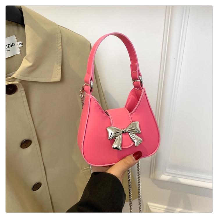 Trendy Single Shoulder Handbag Simple Earphone Bag Korean 2024 New Butterfly Bow Chain Crossbody Bag Women Black