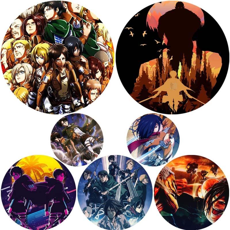 

58mm Anime Attack on Titan Brooches for Women Jewelry Accessory Cosplay Badge Cartoon Gift Backpacks Bag Button Pins Fans Collection