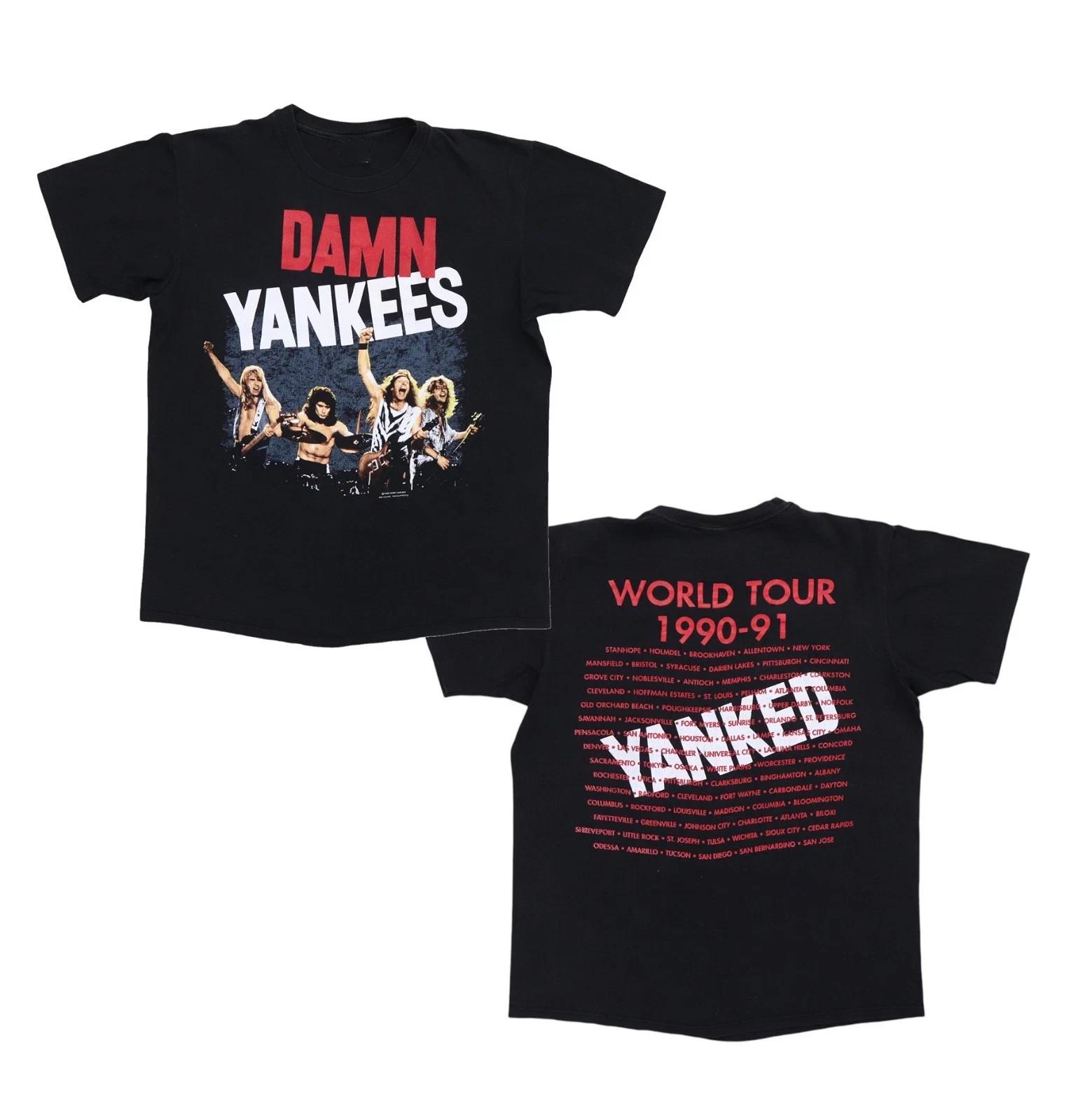 

Черная унисекс футболка с принтом на 2 стороны, даты тура 1990 года, группа Damn Yankees, размеры S-5XL M