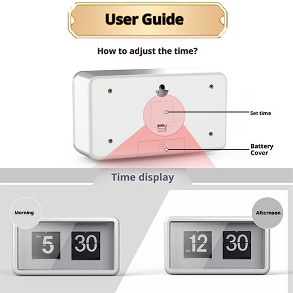 New Automatic Flip Clock Battery Operated Desk Clock Table File Down Wall Clock Non Ticking Silent Sweep For Home Hotel