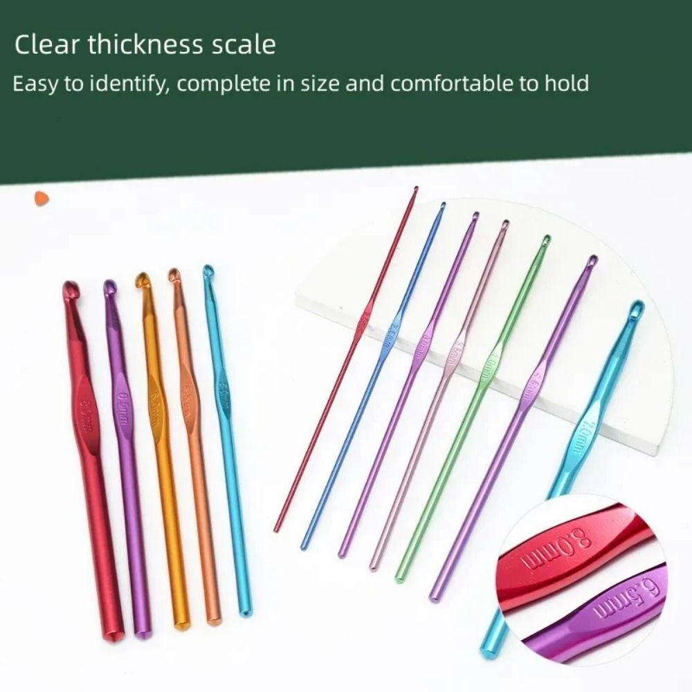 Comfortable Crochet Needles Set Multicolored Handle Crochet Knitting Knitting Needle  Sewing Tools