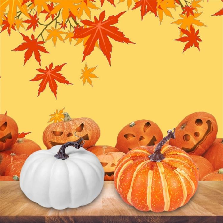 Halloween Artificial Pumpkin Figures Desk Decorations White/Yellow Pumpkin Ornaments Festival Parties Decorations