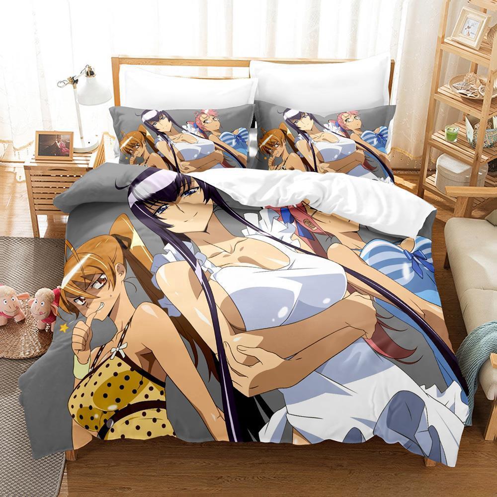 Anime Sexy Girl Highschool of the Dead Bedding Set Single Twin Full Queen King Size Bed Set Adult Kid Bedroom Duvet cover Sets