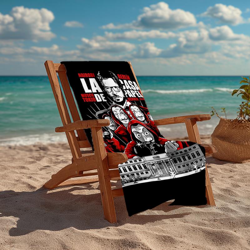 Ultra-Soft Beach Towel with La Casa De Papel Theme,Ideal for Pool - Camping, Diving - Perfect Travel Essential, Vibrant Beach Towel.