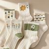 5 pairs of flower socks for women